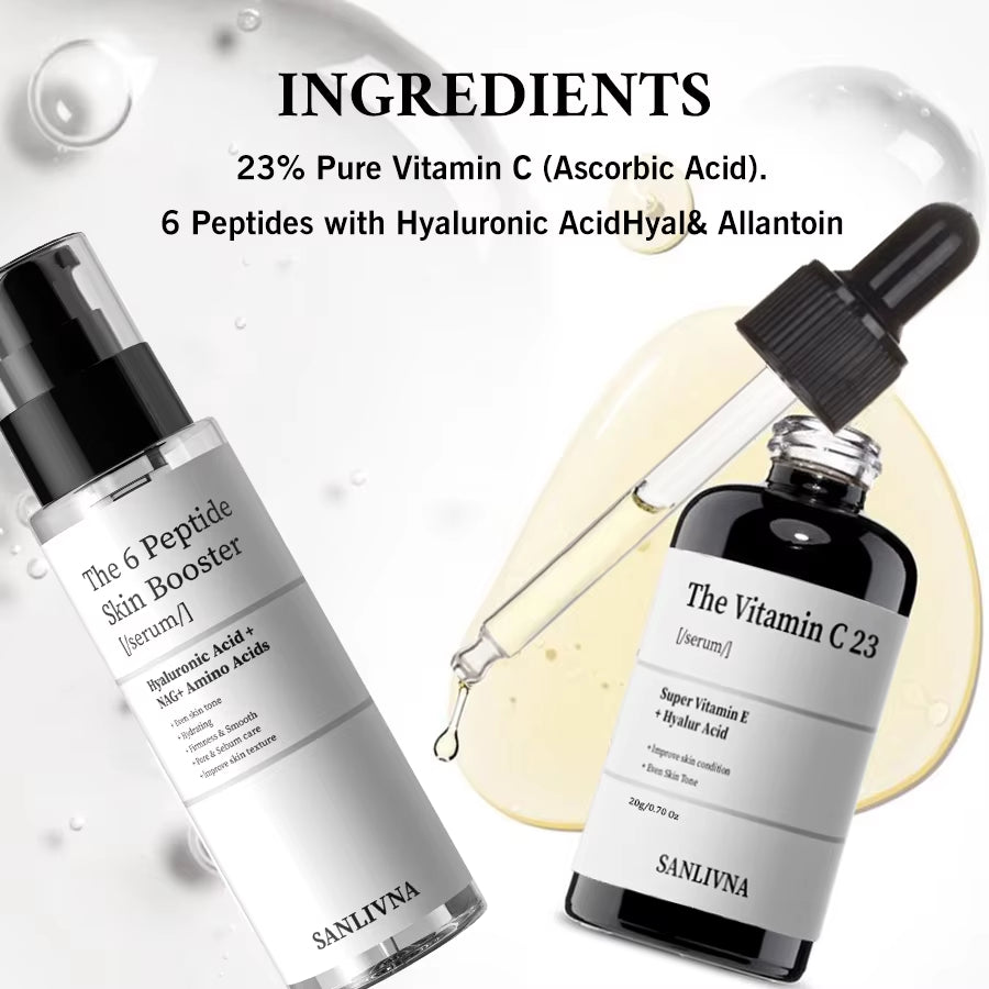 Vitamin C 23% Peptide Enhanced Kit - Improve Dull Skin Tone - Korean Skincare, Vitamin C Serum, Face Serum Kit Anti-Aging