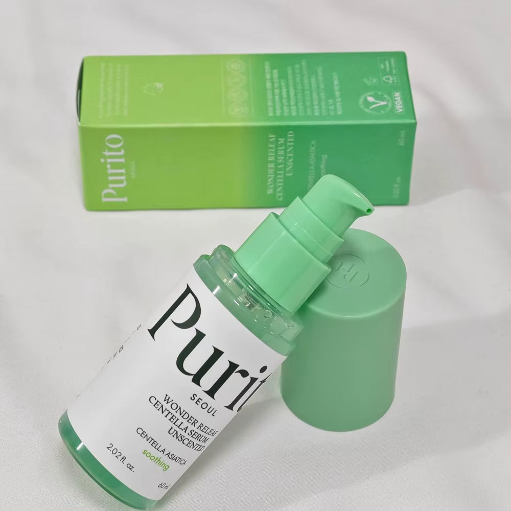 Purito Centella Asiatica Skin Care-Facial Serum 60Ml, Moisturizing Repairing Cream 100Ml, for All Skin Type Ampoule, Soothing