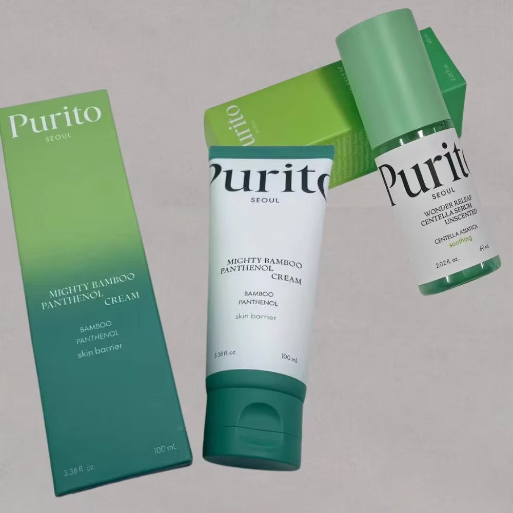 Purito Centella Asiatica Skin Care-Facial Serum 60Ml, Moisturizing Repairing Cream 100Ml, for All Skin Type Ampoule, Soothing